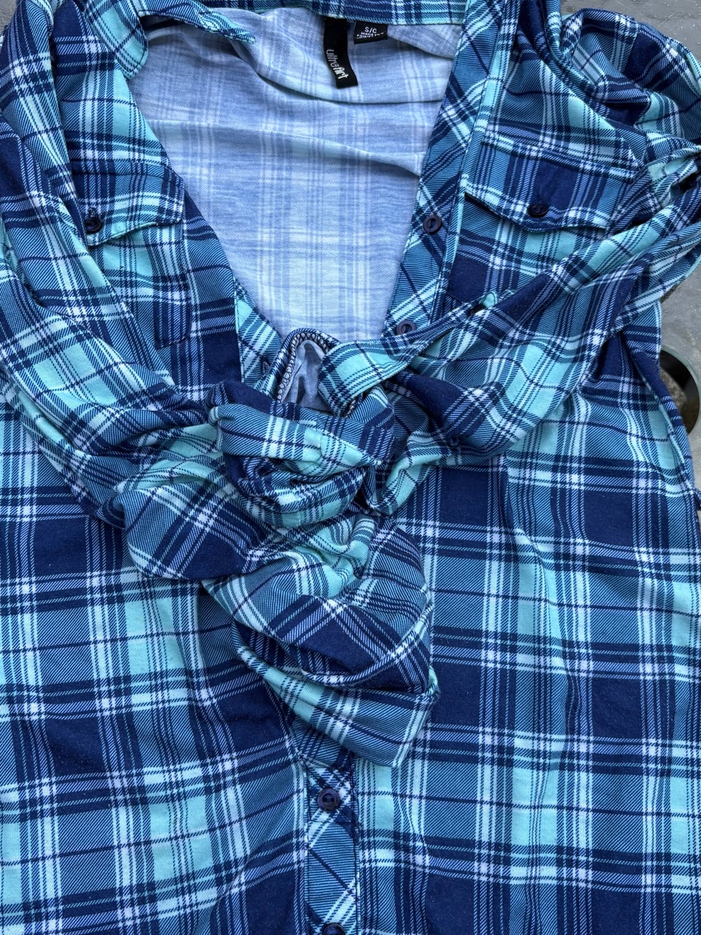 Womens Plaid Long Sleeve Dress - Blue